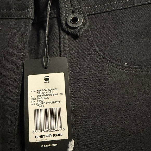 G Star Raw Kerf Kafey Cargo High Skinny Wmn Cargo Pants Black Size 25/30 - Picture 8 of 8